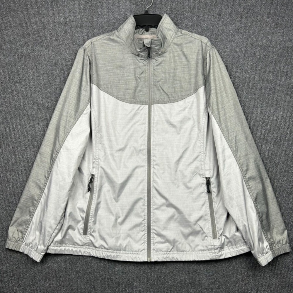 LL Bean Women's XL PET Jacket Long Sleeve Gray Two Tone Windbreaker Full Zip - Picture 1 of 12